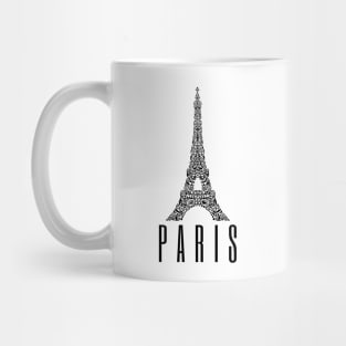 Paris France Eiffel Tower Art Design Black Mug